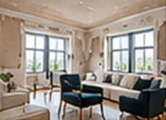 Period living room with restored plastered walls and ceiling