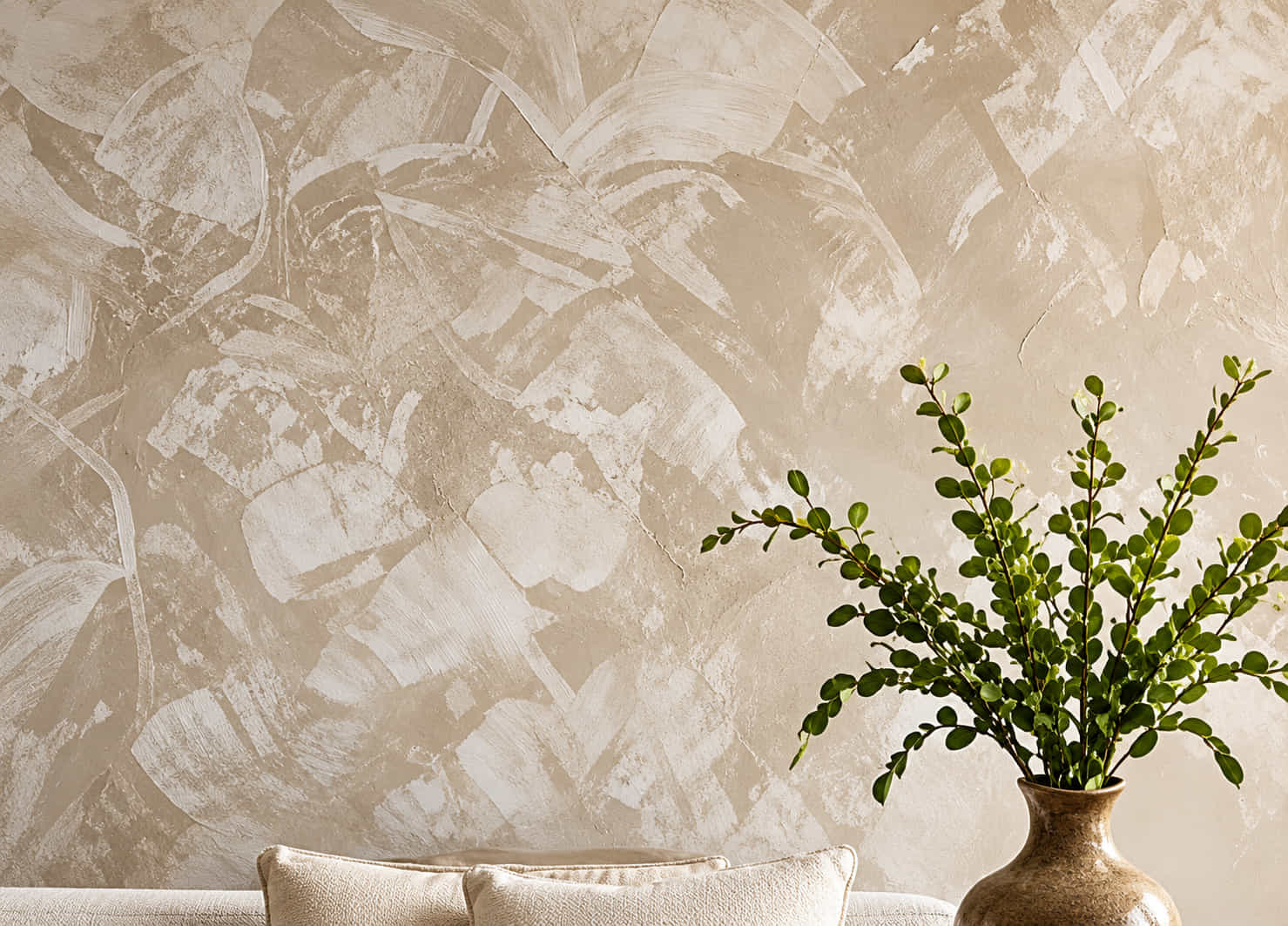 Textured decorative plaster feature wall