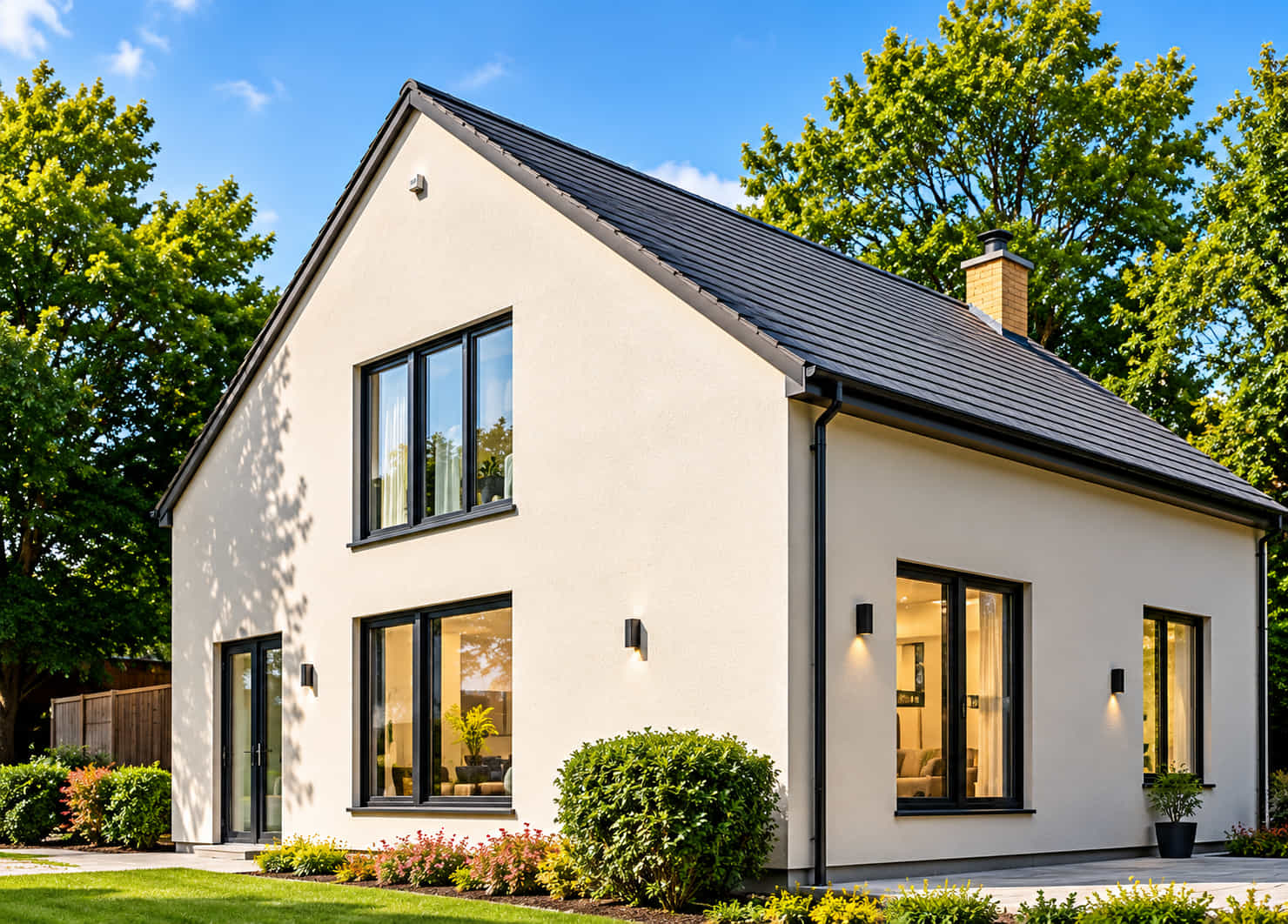 Detached house with a smooth rendered finish
